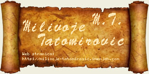 Milivoje Tatomirović vizit kartica
